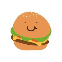 Hamburger Cartoon Illustration Isolated On White background. hand drawn. Hamburger for fabric design, textile print, wrapping paper, cover. illustration. vector