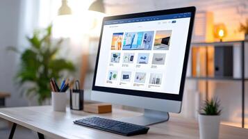 Modern computer display showcasing online product catalog. photo