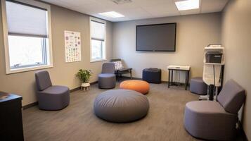 Modern, comfortable waiting room interior design. photo