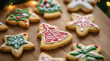 Festive cookies decorated with icing photo