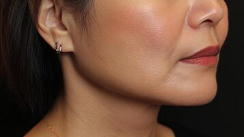 A woman with a small nose and a small lip photo