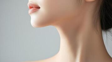A woman's neck with a large amount of skin photo