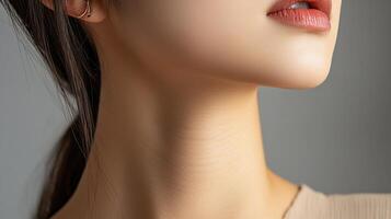 A woman with a long neck and a big nose photo
