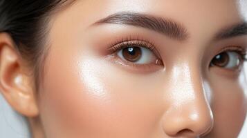 Close-up portrait of a person with radiant complexion. photo