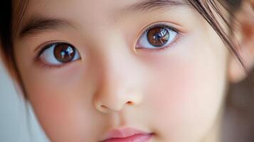 Close-up portrait of a young child's face. photo