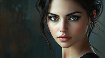 A portrait of a beautiful woman with captivating eyes photo