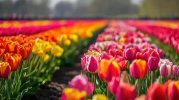 Vibrant tulip field showcasing a spectrum of spring color photo