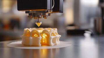 Detailed close-up of a 3d printing process. photo