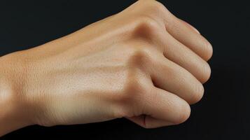 Close-up view of a clenched human hand. photo