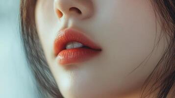 Close-up portrait of a person's face and lips. photo