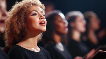 Female choir singers performing a beautiful harmony. photo