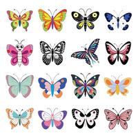 Set of Bright and Artistic Butterfly Illustrations with Colorful Wings for Creative Design Projects vector