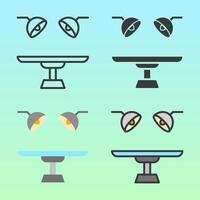 Flat design of surgical lamps used in operating rooms. Simple black, gray, and colored styles for content about surgery, hospital operations, or medical tools. vector