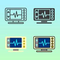 Heart monitoring screens in flat style showing pulse readings. Suitable for hospital dashboard, cardiology topic, or critical care health promotion materials. vector