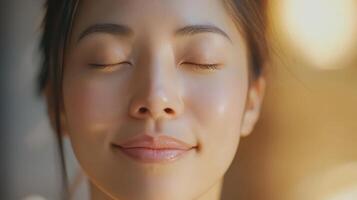 Close-up portrait of a relaxed young woman. photo