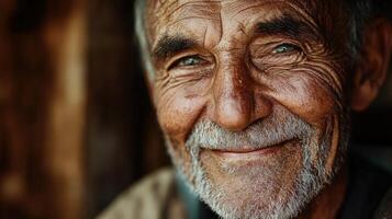 Close-up portrait of a smiling elderly man. photo