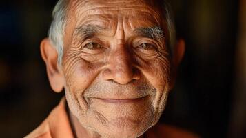 Close-up portrait of a smiling senior man. photo