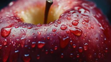 Close-up view of a wet, vibrant red . photo