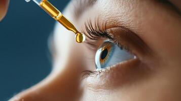 Eye Drop Application Close Up Showing Detail photo