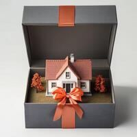 A Gift Box Contains A Miniature House Model photo