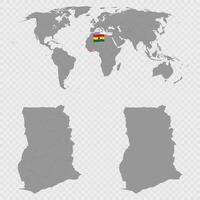 Ghana Map Set with World Location. vector