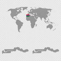 Gambia Map Set with World Location. vector