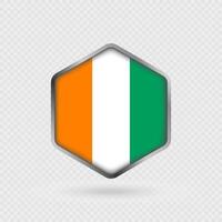 Ivory Coast Flag Icon in Hexagon Shape. vector