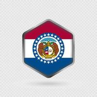 Missouri State Flag Icon in Hexagon Shape. vector