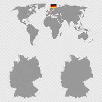 Germany Map Set with World Location. vector