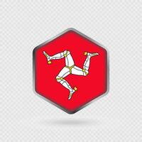 Isle of Man Flag Icon in Hexagon Shape. vector