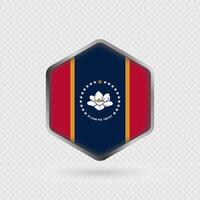 Mississippi State Flag Icon in Hexagon Shape. vector