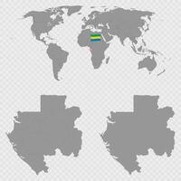 Gabon Map Set with World Location. vector