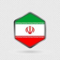Iran Flag Icon in Hexagon Shape. vector