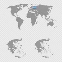 Greece Map Set with World Location. vector