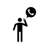 Icon a talking on phone, isolated against a clean background. vector