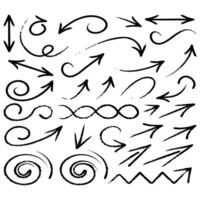 Hand Drawn Arrow and Swirl Set Sketch Style Arrows, Loops, and Scribble Elements for Design and Decoration vector