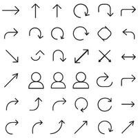 Arrow and User Icon Set Minimal Line Style Direction and Profile Symbols Collection vector