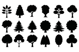 Set of Tree Silhouettes Nature and Forest Elements Collection vector