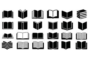 Book Icon Set Open and Closed Book Silhouettes for Education, Library, and Reading Designs vector