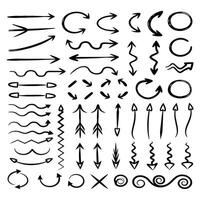 Hand Drawn Arrow Set Collection of Doodle Arrows, Swirls, and Directional Sketch Elements vector