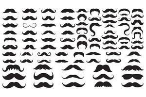 Set of Mustache Silhouettes Vintage, Hipster, and Classic Beard Icons Collection in Format vector