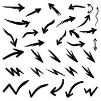 Hand Drawn Arrow Set Collection of Sketchy, Grunge, and Brush Style Arrows for Directional Design Elements vector