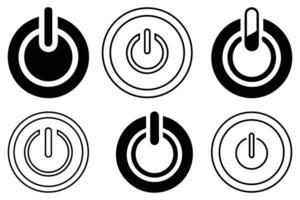 Set of Power Button Icons On Off Switch Symbols in Solid and Outline Style vector