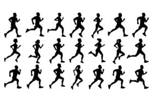 Set of Running Silhouettes jogging and Sprinting Human Figures vector
