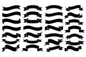 Vintage Ribbon Banner Set Decorative Black Scrolls and Labels in Various Styles vector