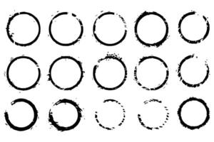 Grunge Circle Brush Strokes Set Hand Drawn Ink Ring Elements for Design and Decoration vector
