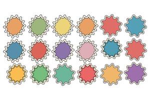 Colorful Starburst Badge Set Blank Labels, Stickers, and Tag Elements for Promotions and Design vector
