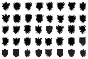 Shield Silhouette Set Blank Emblems, Security Badges, and Heraldic Shield Icons Collection vector