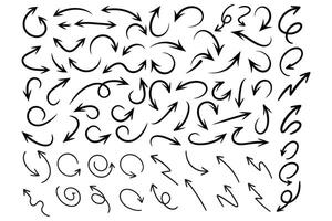 Hand Drawn Arrow Set Collection of Doodle, Curved, and Sketch Arrows for Design and Decoration vector