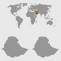 Ethiopia Map Set with World Location. vector